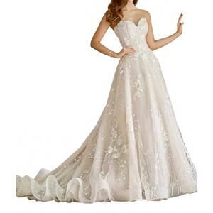 NEW MARTIN THORNBURG coda lace over tulle wedding dress in champagne